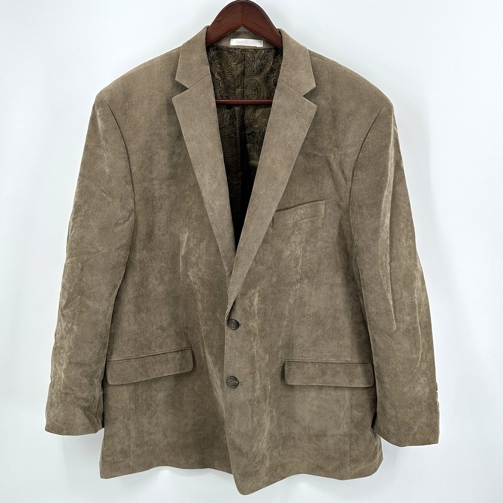 Ralph Lauren Tan Corduroy Sport Coat Blazer 50R Paisley Lined Notch Lapel
